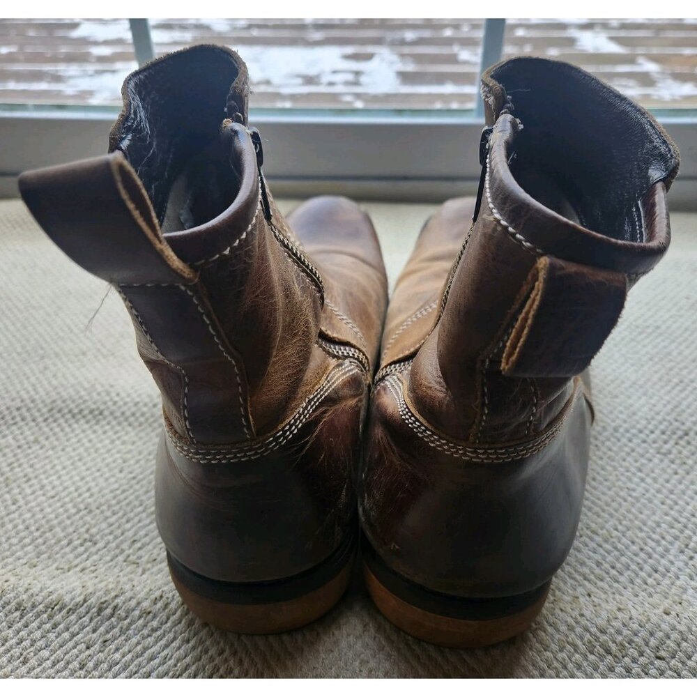 Bed Stu Mens Boots Size US 11 Leather Brown 6186 Zip Up UK 10 Stitch Distressed - Picture 10 of 13